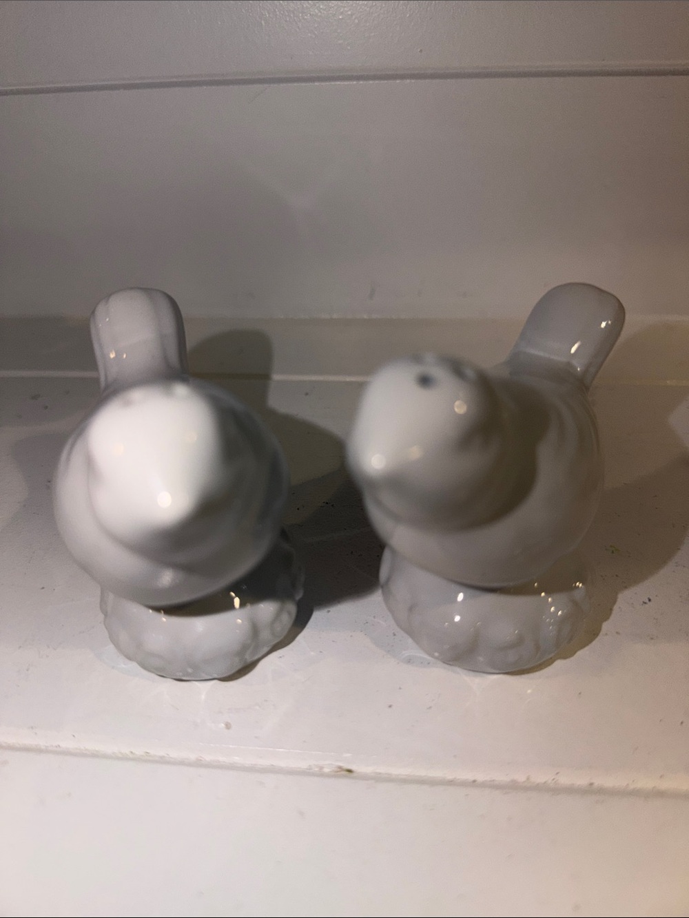 White Ceramic Bird Salt & Pepper Shakers - Decorative Home Accent
